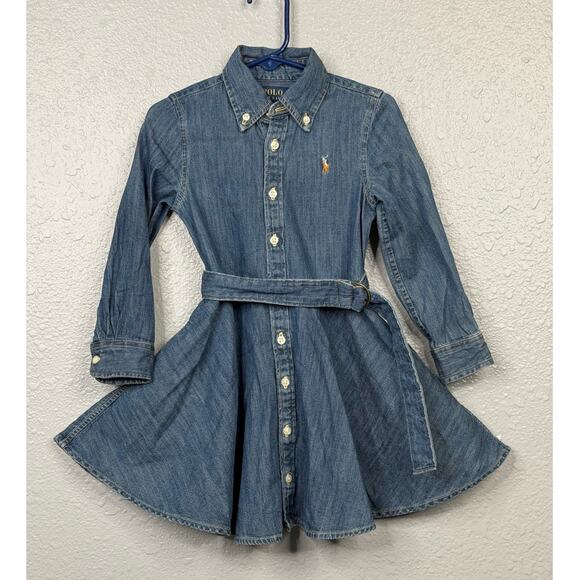 Polo Ralph Lauren Other - Ralph Lauren Blue Belted Cotton Denim Shirtdress / Size-3-3T